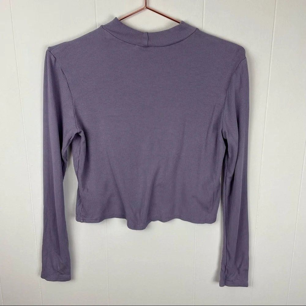 H&M DIVIDED Lilac Ribbed Mockneck Long Sleeve Crop Top - Picture 7 of 8